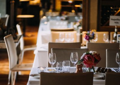 Suesey Street- Dining Room Table-Set-up with Flowers, Tables and Glassware