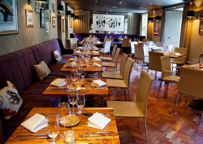 Suesey Street- Interior Shot of Dining Room with Banquet Seating on Left and Tables on Right