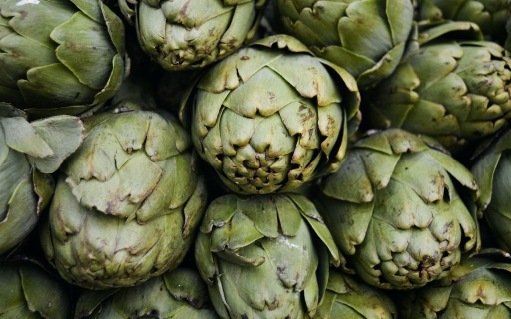 seasonal spring vegetables, artichokes